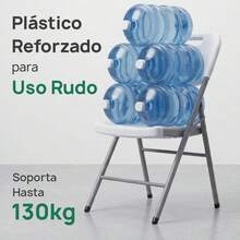 Silla Plegable Plástica Reforzada Jardín Exterior Uso Rudo - Blanco - Ver 4