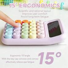 Calculadora de Escritório Comercial  & Bateria de 12 Posições Teclado Mecânico - bateria  rosa - Visão 11