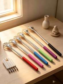 2pcs Set - 1pc Telescopic Back Scratcher And 1pc Mini Cleaning Brush, Portable Itch Relief Tool, Keyboard Cleaning Brush, Mini Gap Brush, Practical Tool Set Suitable For Office Use, Holiday Gift - Multicolor - View 3