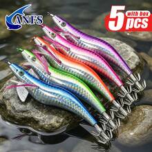 ANFS 5pcs Squid Fishing Lure -Egl Lure Fishing Bait Squid Jigs For Octopus Cuttlefish, Saltwater Hard Bait - Multicolor - View 4