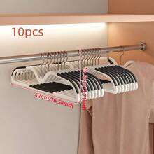 10pcs/5pcs Home Short Neck Hangers, Space-Saving, Non-Slip, No Mark, Reduced Neck, Suitable For Dresses, T-Shirts, Shirts, Coats, Pants, New Design, Short Style, Anti-Shoulder Angle, Suitable For Suits, Dresses And More - Multicolor - View 9