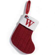 1pc Cute Letter Christmas Sock Decoration Creative Christmas Tree Hanging Ornament Woolen Knitted Socks Decor Prop - A - View 18