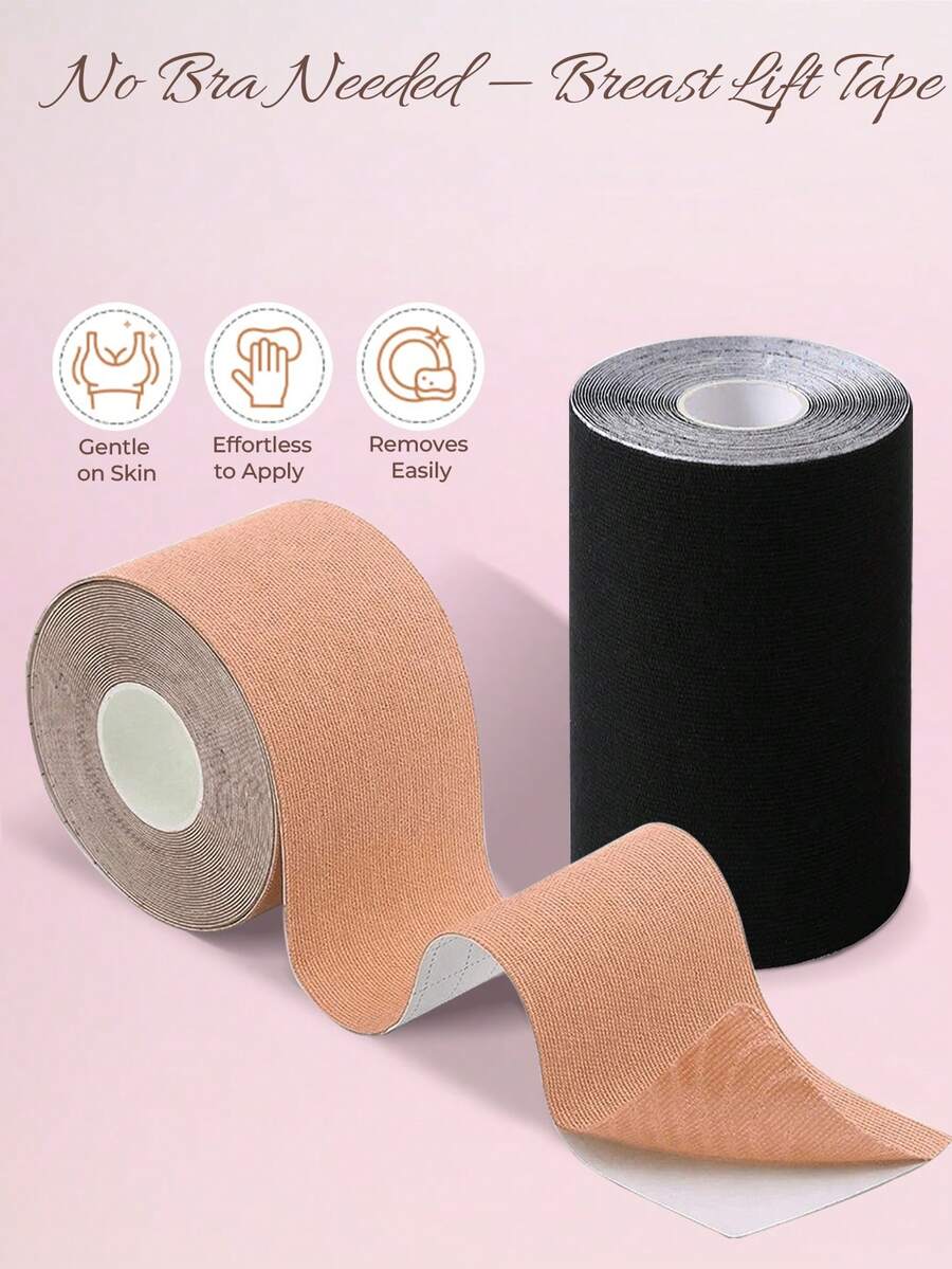 1 Roll Plus Size Breast Lift Tape, Elastic Breathable Cleavage Lifting Tape, Suitable For Large Breasts, Customizable Shape, Invisible Nipple Covers, Perfect For Summer Dresses