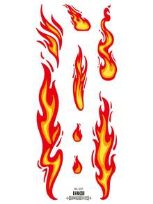 1pc Halloween Cool Flame Pattern Temporary Waterproof Tattoo Sticker For Arm, Shoulder, Neck, Collarbone, Waist, Abdomen, Body, DIY Party Gift, Festival Gift - Multicolor - View 5