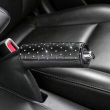 Luxury Diamond‑Studded Car Gear Shift Knob Cover Handbrake Sleeve, PU Leather Auto Gear Lever Protection Cover, Universal Fit Most Vehicles, Stylish Car Interior Modification Accessories - B - View 9