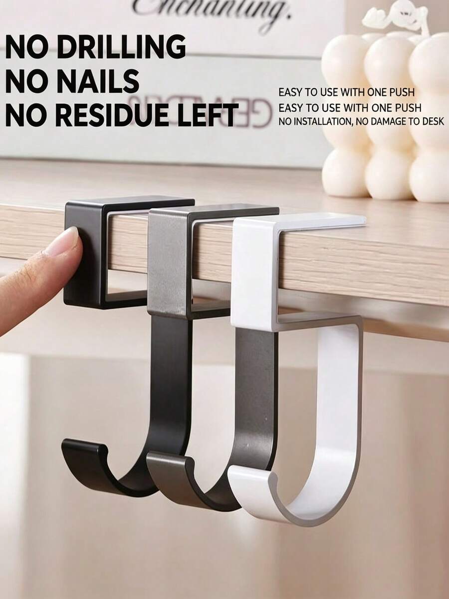 خطاف حافة المكتب على شكل 5، تصميم ناعم قابل للفصل، يعلق الحقائب بأمان. يوضع على جانب مكتب المكتب، بسيط وموفر للمساحة، إكسسوار تخزين مكتبي عملي. - متعدد الألوان - مشاهدة 1