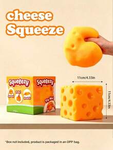 1pc Large Cheese Squishy Toy, 4 Inch Super Soft Slow Rebound Stress Relief Squeeze Toy, Cute Cartoon Cheese Block Desk Decor, Suitable For Teens And Adults Stress Relief Gift - Multicolor - View 11
