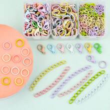 200pcs/Box DIY Keychain Accessories Making Kit, Random Mixed Colors, Includes 50pcs Lobster Clasps, 50pcs 4-Section Extension Chains, 100pcs Jump Rings, Zinc Alloy Spring Clasps, Bead Connectors, Suitable For DIY Dolls, Plushies, Keychains, Bag Charms, Key Chains, Portable Hook Accessories Making Materials, DIY Keychain Accessories Making - Lobster Clasp & Jump Ring & Tail Chain - View 6