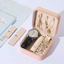1pc Portable Travel Jewelry Organizer Box, Compact Zippered Jewelry Storage Box For Necklaces, Stud Earrings, Earrings, Rings And Accessories - Multicolor - View 6