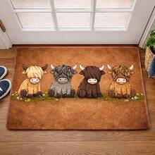 1pc Cute Highland Cow Doormat, Bathroom Mat, Durable Machine Washable Entryway Rug, Suitable For Indoor, Living Room, Bedroom, Kitchen, Office, Hallway, Porch, Dog Mat, Front Door Mat, Entryway Mat - Multiple Styles - View 3