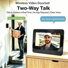Wireless Video Doorbell, No App And Home WiFi Required, 4.3-Inch IPS Screen Two-Way Audio Intercom, Night Vision Doorbell Camera, Supports Up To 128GB TF Card (Card Not Included), USB Powered Indoor Monitor, Suitable For Apartments And Rental Homes - View 2