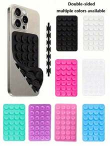 1pc Double-Sided Silicone Suction Cup Phone Holder, Suitable For Bathroom, Desk, Wall And Other Smooth Surfaces - Multicolor - View 3