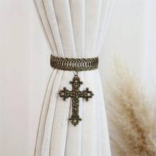 1pc Vintage Style Metal Cross Curtain Tieback Accessory Curtain Holder Curtain Holdback For Home Office Decoration - one-size - View 1