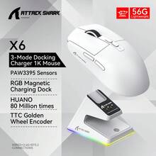 ATTACK SHARK Mouse Nirkabel Ringan PAW3395 Gaming Tiga Mode Mouse Bluetooth Nirkabel Pengisian Daya dengan Basis RGB Mouse Gaming Kompetitif Komputer - View 13