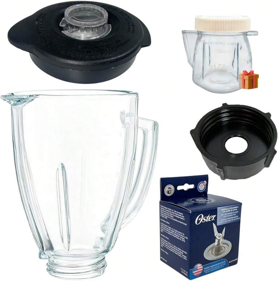 SWISS SILVER 1.25 L Contemporary Glass Jar Kit + Mini Jar | Compatible With Oster - Replacement - View 1