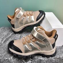 Children's Hiking Boots Autumn/Winter Mid-Top Outdoor Sports Shoes Non-Slip Wear-Resistant Running Shoes Winter Warm Shoes - Khaki - View 1