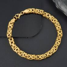 Street Hip-Hop Punk Style Stainless Steel 18K Gold-Plated Bracelet, Suitable For Daily Wear By Men Women, Classic Fashionable Gift Jewelry - Gold - View 5