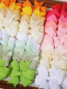 24pcs Full Color Ribbed Bow Hair Clips, Minimalist Gentle Non-Damaging Hair Accessories, Daily Atmospheric Headwear - Mixed color - View 4