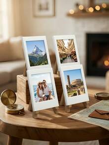 White Mini Instant Photo Frame, Easel-Style Photo Display Stand, Reusable Desktop Photo Decor, Versatile Desktop Decoration For Multiple Occasions, Ideal Gift For Friends, Classmates And Family, Perfect Gift For Birthday, Anniversary And Holiday - Multicolor - View 3