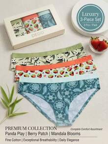 3pcs Soft Modal Full Coverage Panties, Women's Breathable Elastic Low Waist Underwear, Individually Packaged - Multicolor - View 1