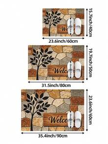 1pc Pebble Tree Of Life Welcome Mat, Outdoor Carpet Runner Area Rug, TPR Backing Non-Slip Mat, Suitable For Bathroom, Indoor, Hallway, Bedroom, Living Room, Bedside, Machine Washable Easy To Clean Entryway Mat Home Decor - Multicolor - View 2