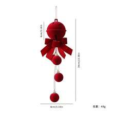 Christmas Red Cute Exquisite Bell Nordic Style Flocked Bow Hanging Ornament, Christmas Window Hanging Decoration - Red - View 12