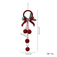 Christmas Red Cute Exquisite Bell Nordic Style Flocked Bow Hanging Ornament, Christmas Window Hanging Decoration - Red - View 18