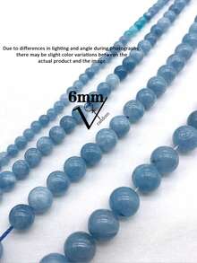 1 Brin de Perles de Pierre Naturelle Angélite Bleue Perles Rondes En Vrac 4 6 8 10mm Choisir la Taille Pour la Fabrication de Bijoux Bracelet DIY 15"Brin Cadeaux pour Hommes et Femmes - Bleu azur - Voir 9