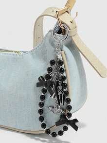 1pc Halloween Coffin Bat Wings Bow Keychain Bag Charm - Multicolor - View 3