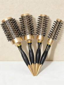 Gold Pointed Tail Aluminum Tube Ceramic Round Brush, For Styling, Volumizing And Curling; Heat-Conductive And Air-Purifying Hair Brush - Multicolor - View 5