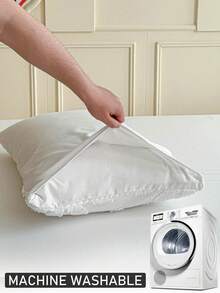 1pc White Floral Cut Flower Bed Pillowcase, Minimalist Solid Color Pastoral Style Jacquard Polyester Throw Pillow Cover Suitable For Sofa, Ins Style Decorative Long Pillowcase, Machine Washable, No Filling - White - View 8