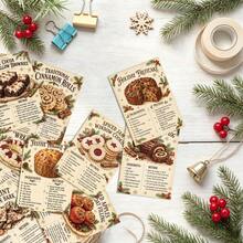 20 Vintage Christmas Dessert Recipe Cards, Holiday Baking Theme Recipe Guide Cards With Ingredients And Instructions, Kitchen Baking Reference Cards, Gift For Bakers And Baking Enthusiasts - A - View 4