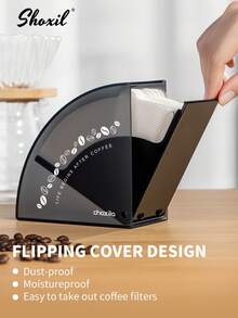 shoxil Acrylic Coffee Filter Paper Holder With Dustproof Cover, Coffee Filter Storage Container, Filter Paper Box, Capacity Of 150pcs Cone Or V-Shaped Filters - Filter Paper Box - View 9