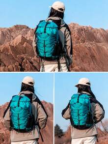 NBCT Waterproof Hiking Camping Climbing Backpack, Side Pocket Water Bottle Holder With Elastic Storage Cord, Comfortable Breathable Pressure-Relief Back Carry, Top Expandable Compartment With Multi-Section Storage Large Capacity Outdoor Sports Travel Backpack - Blue - View 2