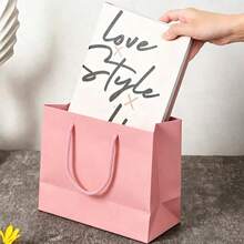 1/2/3pcs Reusable Paper Gift Bags With Handles, Suitable For Weddings, Holidays, Business, Crafts, Retail, Wedding Tote Bags, Small Gift Delivery Birthday Party Paper Packaging Bags, Fashionable And Practical, Suitable For Weddings - Pink - View 4