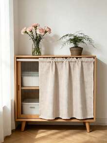 1/24pcs Modern Minimalist Linen Sheer Kitchen Half Curtain, Simple Natural Wood Color, Japanese Style Cabinet Curtain, Sheer Decorative Curtain - Khaki - View 1