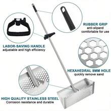 Foldable Stainless Steel Sand Sifter, Shark Tooth Design, Corrosion-Resistant Durable Metal Beach Shovel, Portable Outdoor Digging Tool, Suitable For Sand Sifting, Shark Tooth Collecting, Beach Digging And Various Beach Outdoor Activities - A - View 3