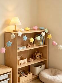1pc Handmade Felt Macaron Color 3D Star & Heart Hanging Decor, Colorful, Beautiful & Durable, Suitable For Baby Room Decoration, Children's Room Decoration, Baby Shower Decoration, Baby Gift - Multicolor - View 2