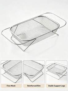 Stainless Steel Over-The-Sink Colander Strainer Basket, Expandable Over-The-Sink Colander Basket, Expandable Rectangle Fine Mesh Kitchen Utensils With Handles Silver 4-In-1 Practical Kitchen - One Size Fits All - View 8