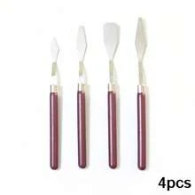 Red Handle Palette Knife Set - 6pcs/4pcs/2pcs. Stainless Steel Scraper. Suitable For Oil Painting, Acrylic Painting, Watercolor Painting. Suitable For Canvas Painting, DIY Crafts And Pottery Painting Tools. - Multicolor - View 9