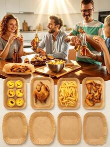 5/25/50/100pcs Air Fryer Baking Paper, Oil-Absorbing Paper, Paper Liners, Baking Oven Sheets, Square, Rectangular, Round, Suitable For Air Fryer, Oven, Heat-Resistant, Non-Stick, Ideal For Cooking, Baking, Kitchen, Party, Camping - Multicolor - View 8