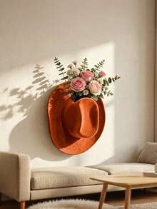 Western Cowboy Hat Wall Hanging Planter, Resin Wall Hanging Vase, Suitable For Artificial Flowers, Country Farmhouse Style Decor, Suitable For Entryway, Living Room, Bohemian Southwestern Style Room Decoration - Multicolor - View 7
