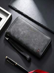 4/1pc Men's Carbon Fiber PU Pop‑Up Wallet, Zipper Coin Pocket Trifold Purse, Multi‑Card Slots Slim Purse For Business Daily Use - Multicolor - View 16