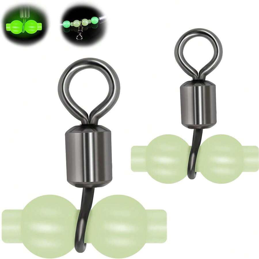 50pcs Glowing Gourd Rotating Rings, Split Ring Swivels, Figure 8 Rings, Gourd Balance Rings, Long Pole Fishing Line Rig, Fishing Accessories Small Parts - Multicolor - View 1