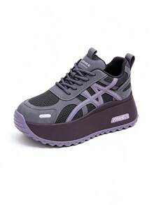 Women Wedge Sneakers - Purple - View 4