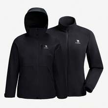 CAMEL 3-In-1 Fleece Lining Jacket, New Winter Windproof Waterproof Outdoor Style - Phantom Black - View 4