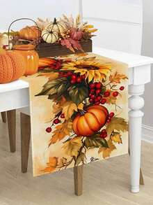 1 pieza Camino de mesa con girasoles, adecuado para decoración de mesa de cosecha de otoño con girasoles & colores cálidos de otoño, camino de mesa rectangular compatible para configuraciones de mesa de Acción de Gracias, se ajusta a mesa de comedor, mesita de noche, mesa de café - Amarillo - Ver 4