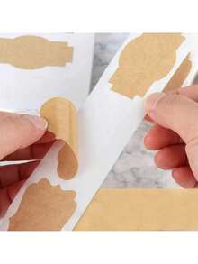 300 Pcs Self Adhesive Jar Labels On Roll, 3 * 5 Cm Brown Coated Paper Stickers In Three Shapes For Spices Preserves Gifts And Storage Containers, Easy Peel Writing Labels For Kitchen Pantry Crafts And Home Organization - Brown - View 2