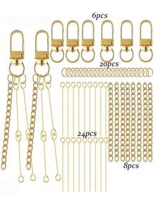 30/58pcs DIY Beaded Keychain Set, Blank Elegant Beaded Keychains, Phone Keyring Decor, Bag Chain, Clothing Accessories, Party Favor Set, DIY Keychain Materials - Keychain Accessory Kit - View 14