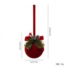 Christmas Red Cute Exquisite Bell Nordic Style Flocked Bow Hanging Ornament, Christmas Window Hanging Decoration - Red - View 17